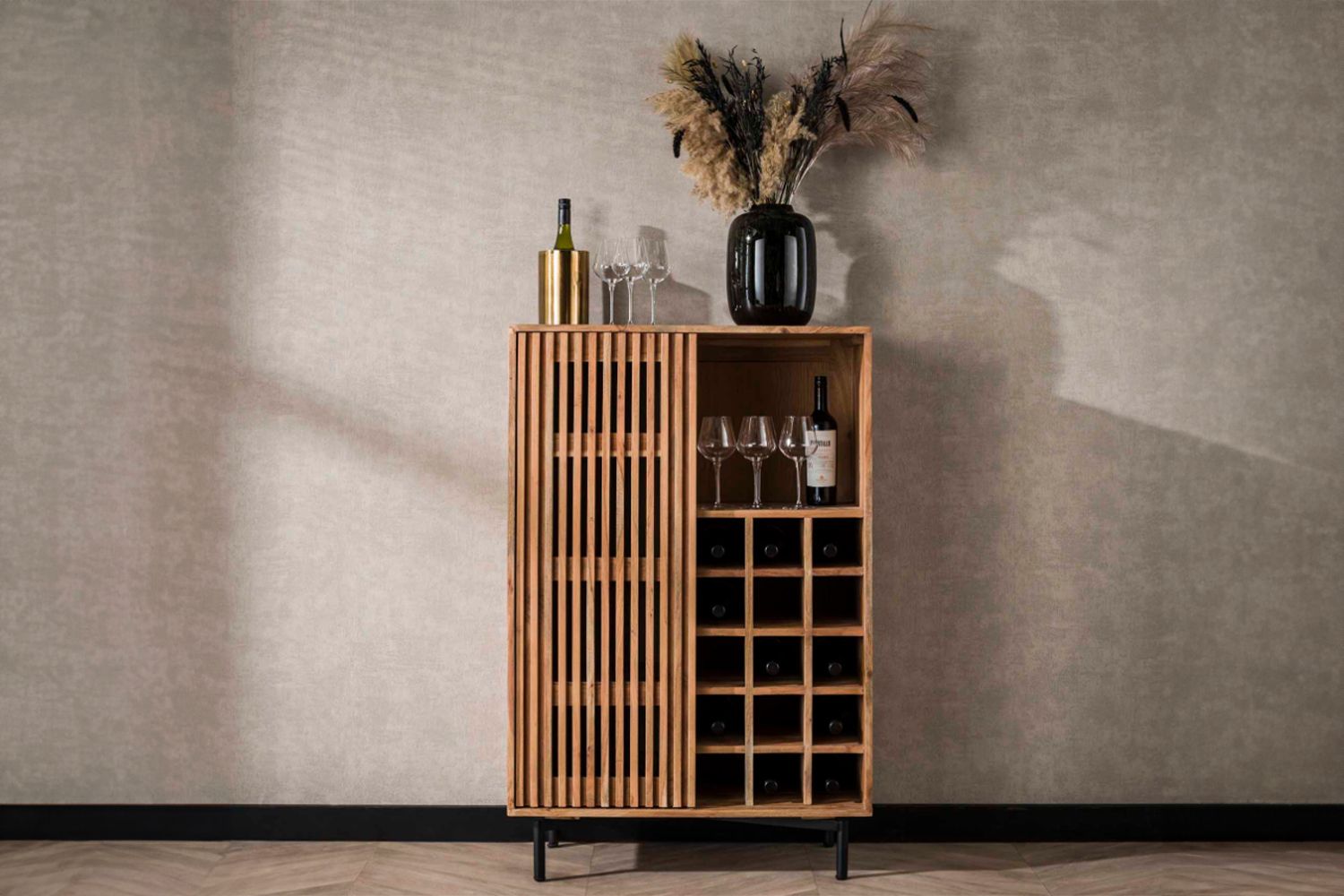 KAWOLA Weinschrank LOJA Akazie massiv natur 1 Tür