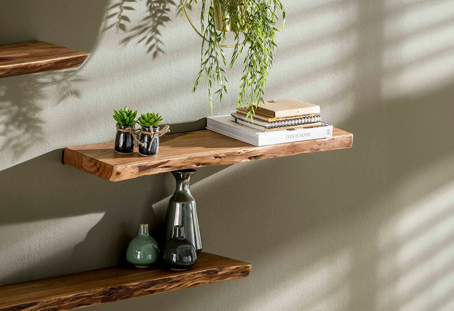 KAWOLA Wandregal ERGEA 90 cm Akazie massiv natur