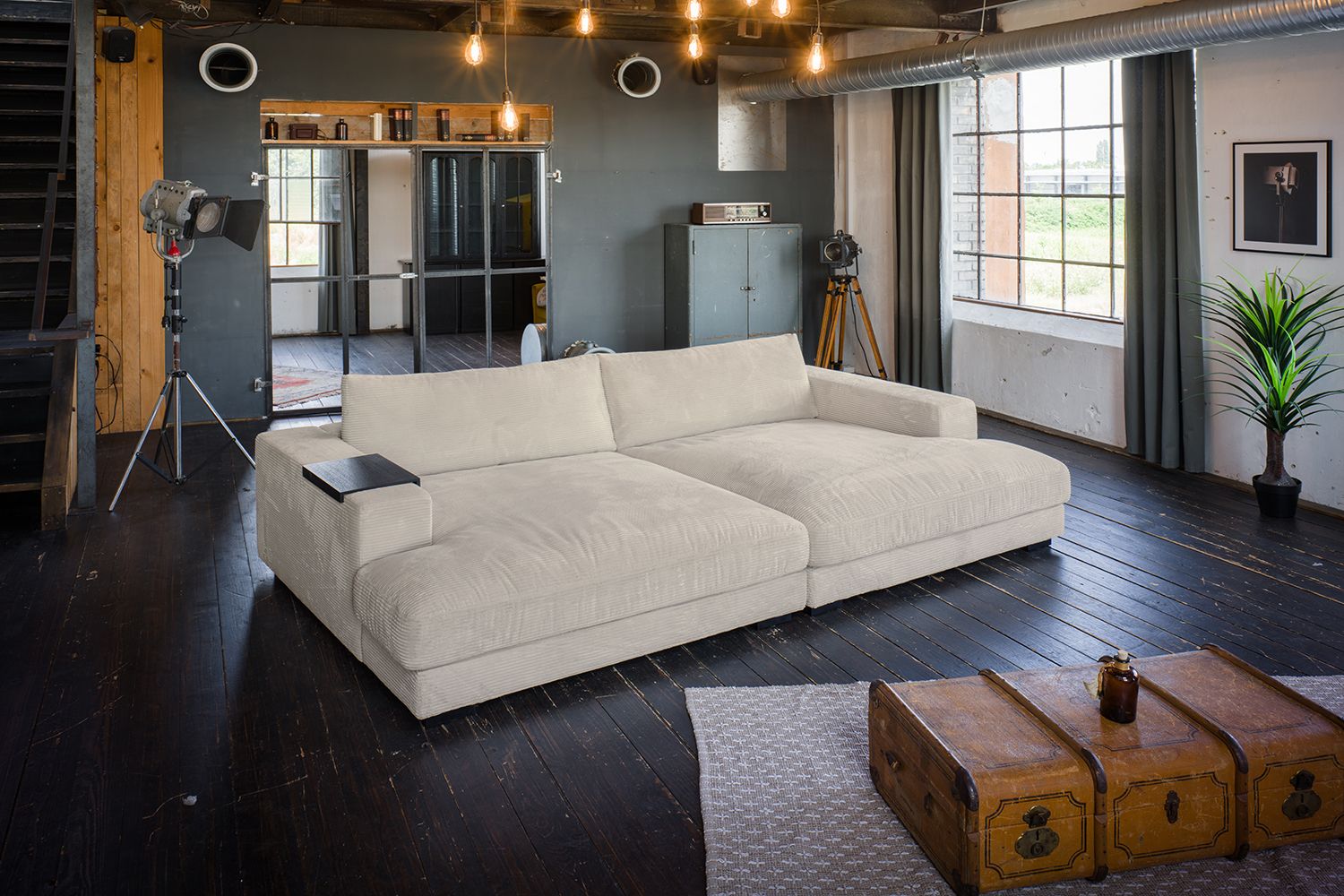 KAWOLA Big Sofa MADELINE Cord cremeweiß