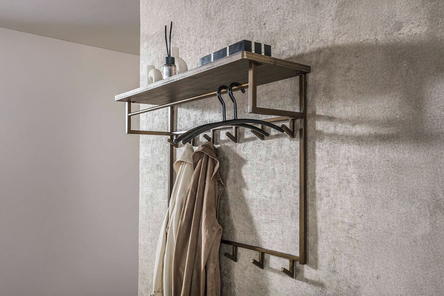 KAWOLA Garderobe AUREA Metall Hutablage 12 Haken bronze