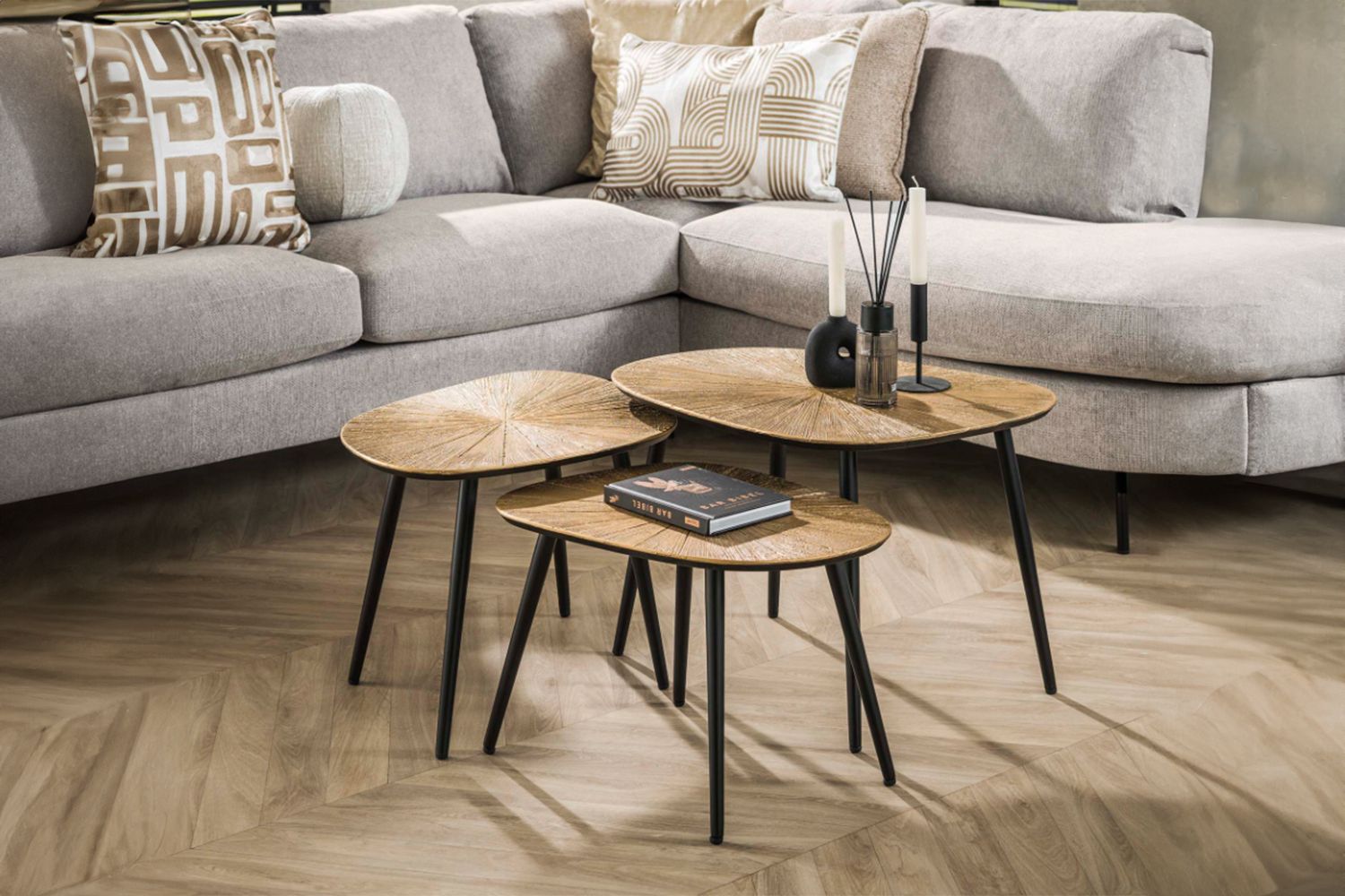 KAWOLA Couchtisch TIBALI Set 3-tlg. Metall bronze viereckig