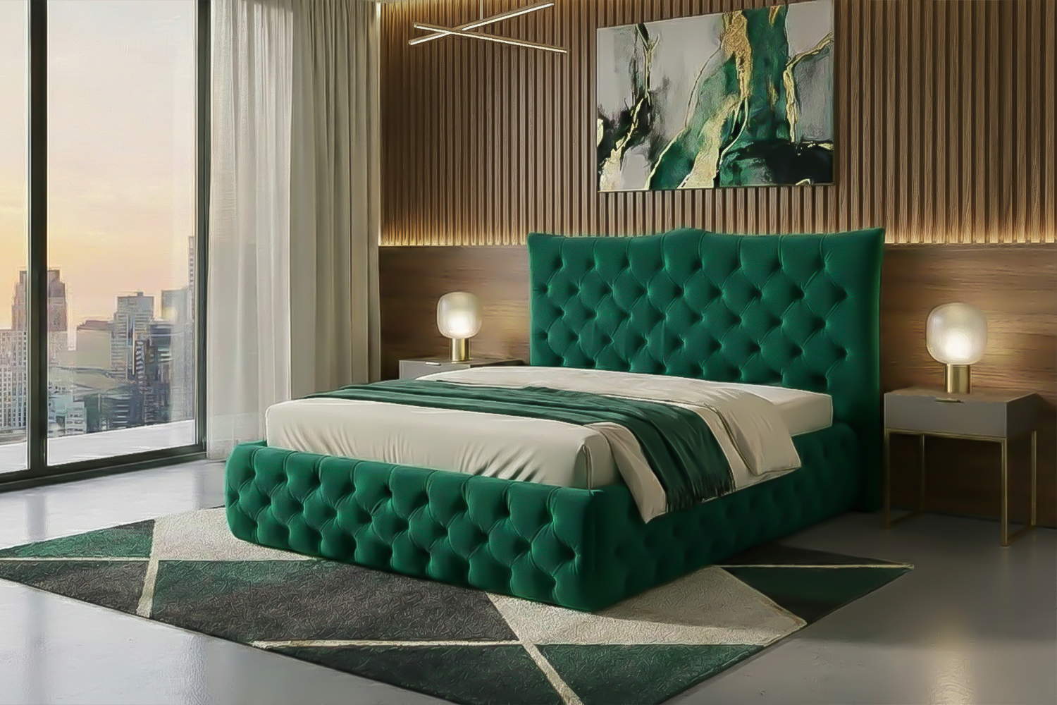 KAWOLA Bett BERTINI Polsterbett Velvet grün