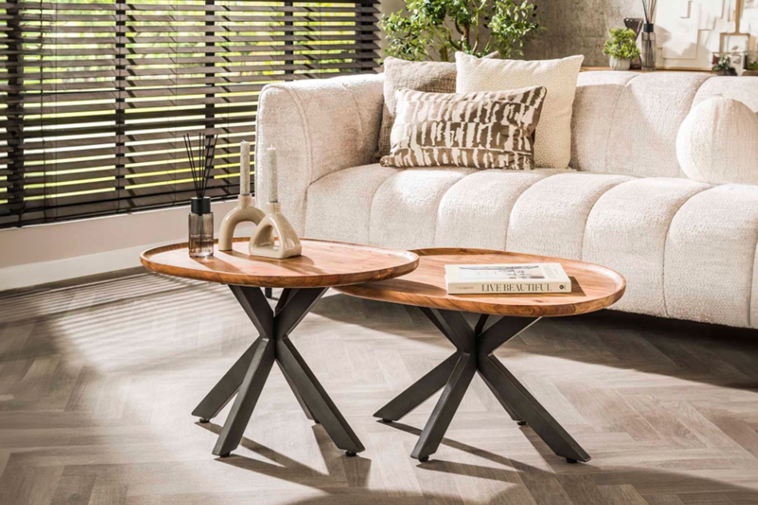 KAWOLA Couchtisch RUBY Set 2-tlg. Akazie braun