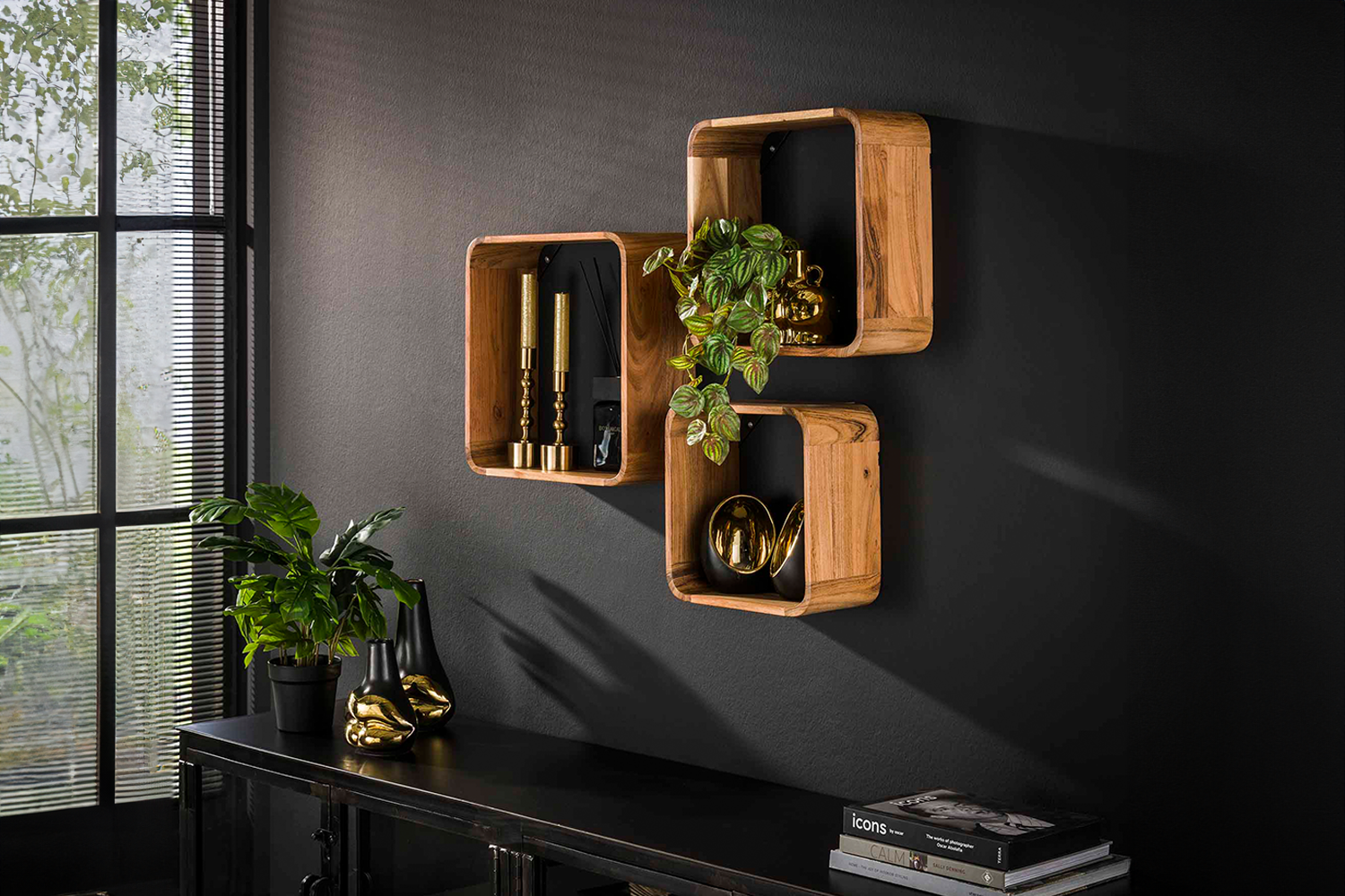 KAWOLA Wandregal VARA 3-tlg. Akazie massiv natur