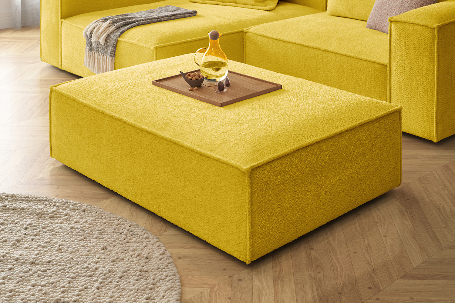 KAWOLA Polsterhocker CARMO Hockerbank Stoff gelb