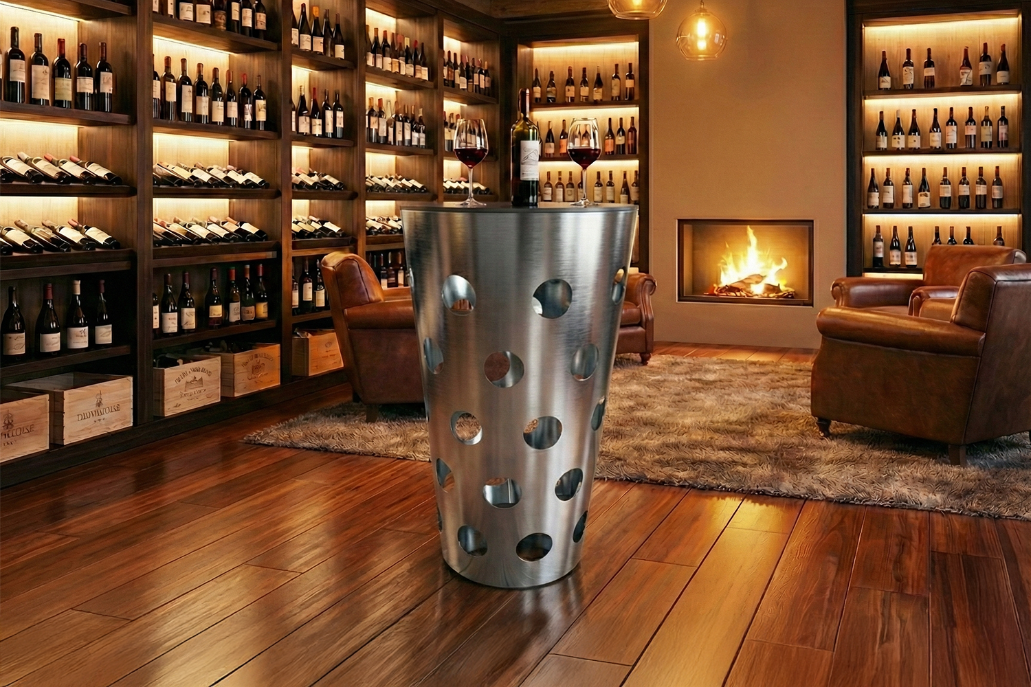 KAWOLA Tisch VINO Bartisch Keramik schwarz Gestell gebürsteter Edelstahl silber
