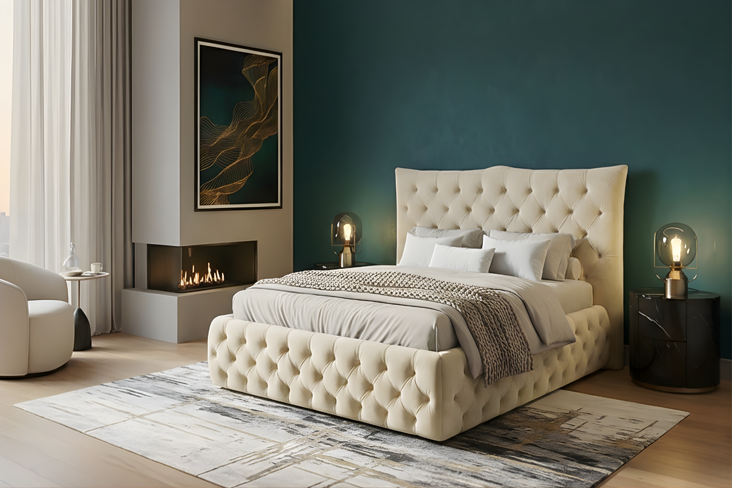 KAWOLA Bett BERTINI Polsterbett Velvet creme mit Lattenrost