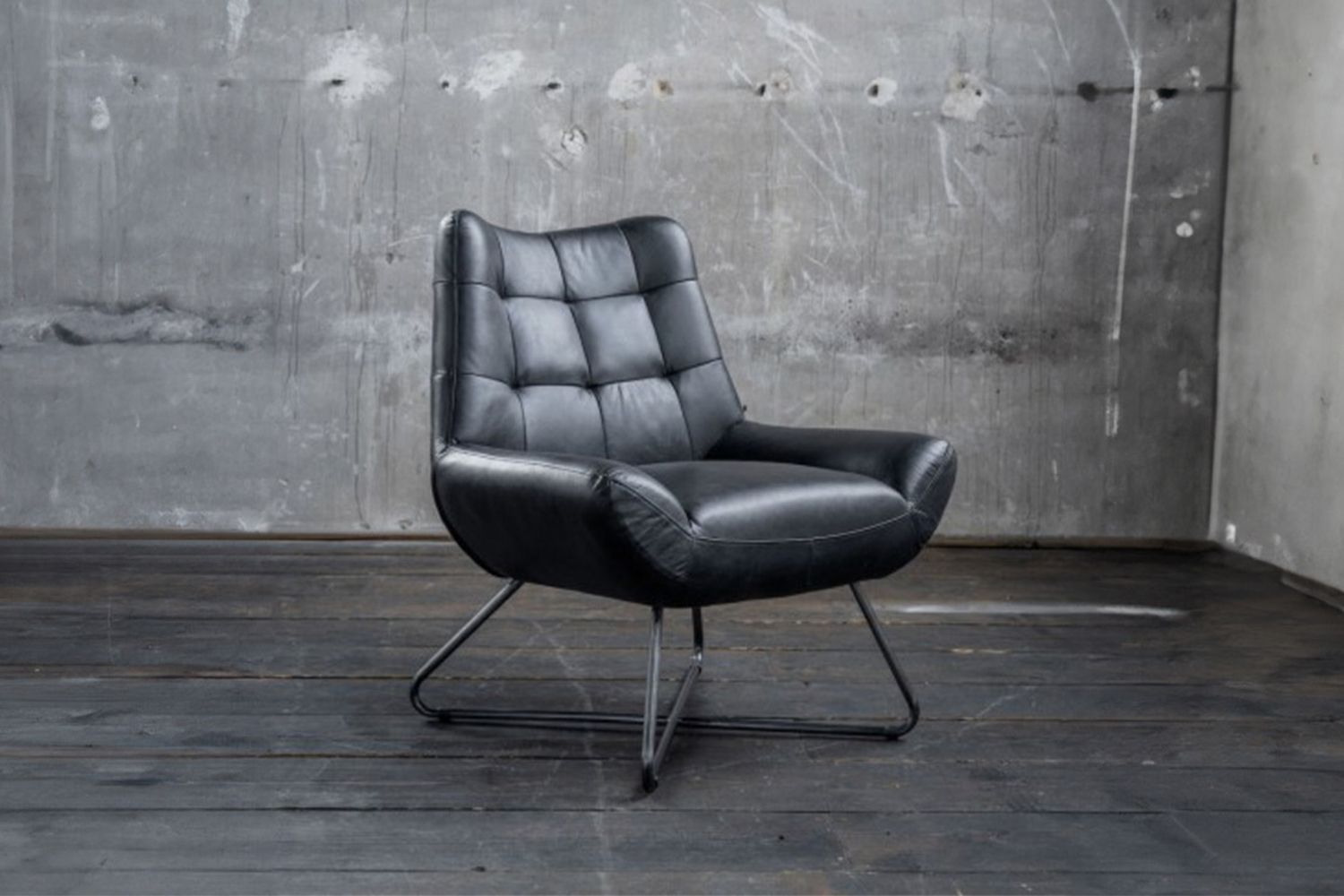 KAWOLA Sessel Snooze Leder schwarz B/H/T: 82x93x76cm