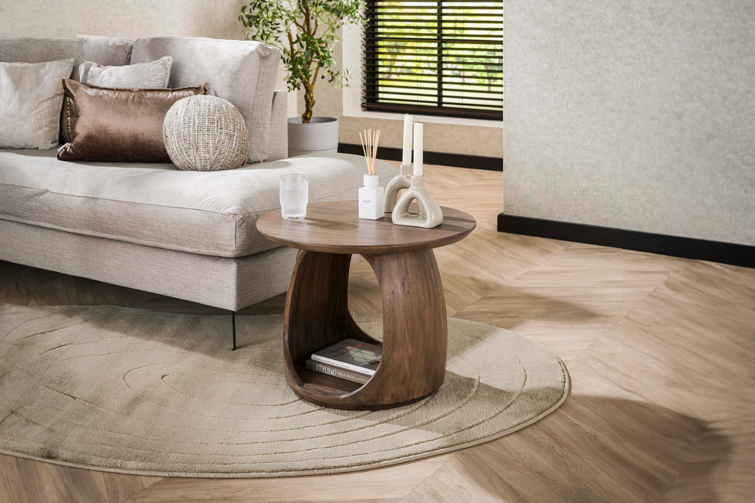 KAWOLA Beistelltisch MEVA M Akazie braun