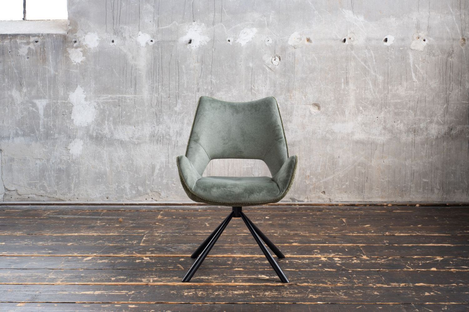 KAWOLA Esszimmerstuhl VELO Drehstuhl Stoff graugrün