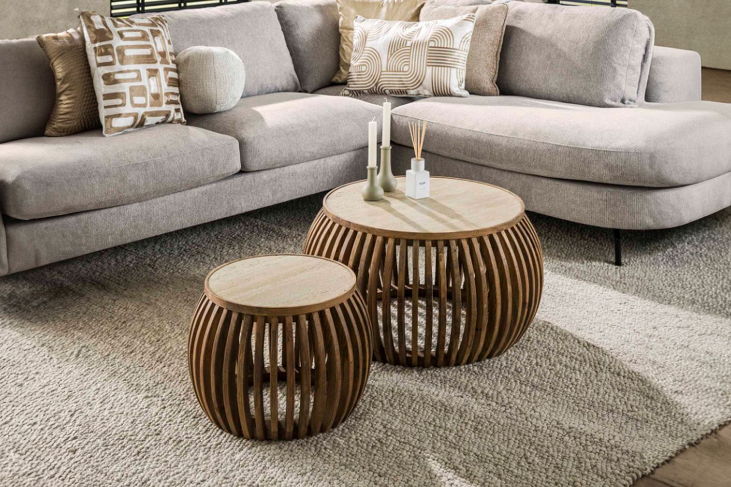 KAWOLA Couchtisch ATUEL Set 2-tlg. Keramik weiß