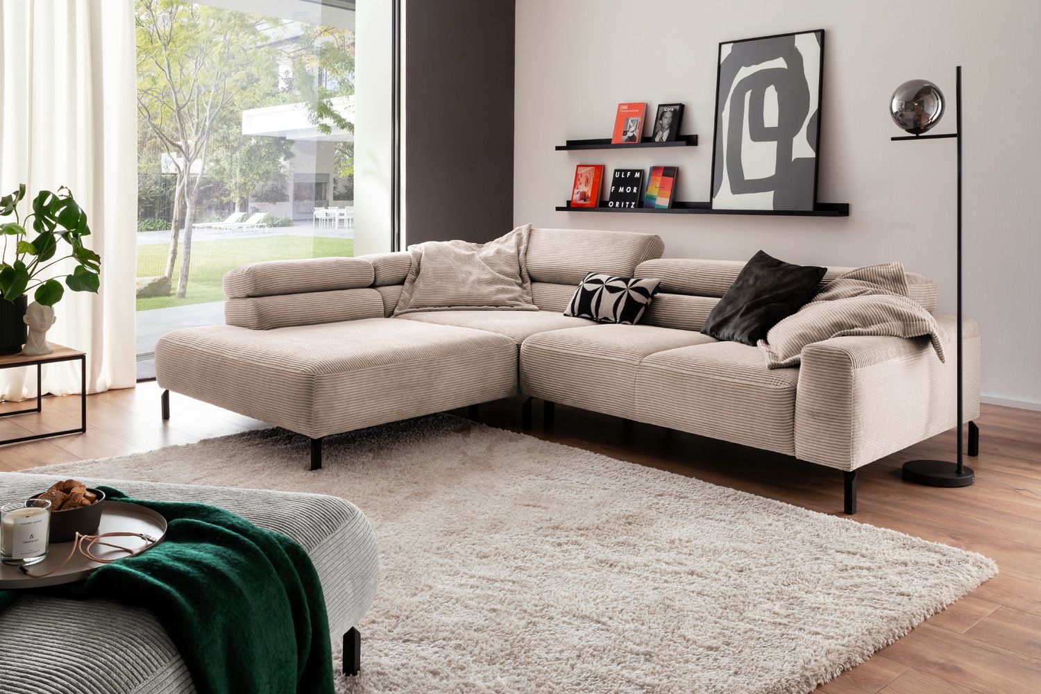 KAWOLA Sofa DELIA Ecksofa Cord taupe