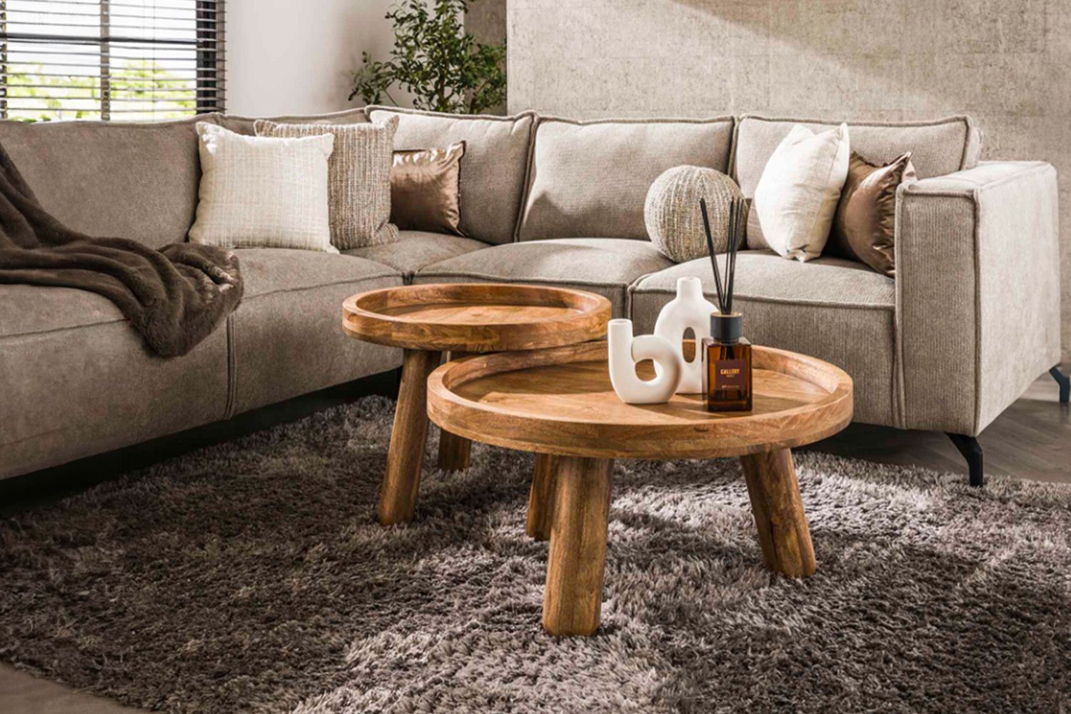 KAWOLA Couchtisch FLORA Set 2-tlg. Mangoholz braun