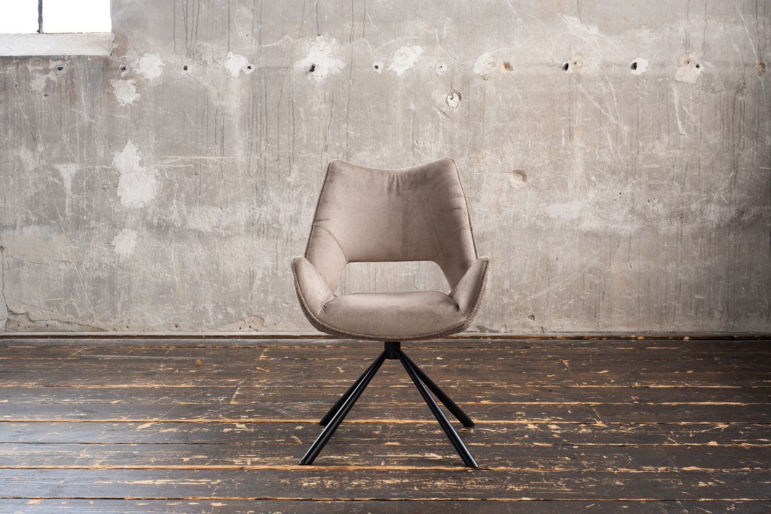 KAWOLA Esszimmerstuhl VELO Drehstuhl Stoff steingrau