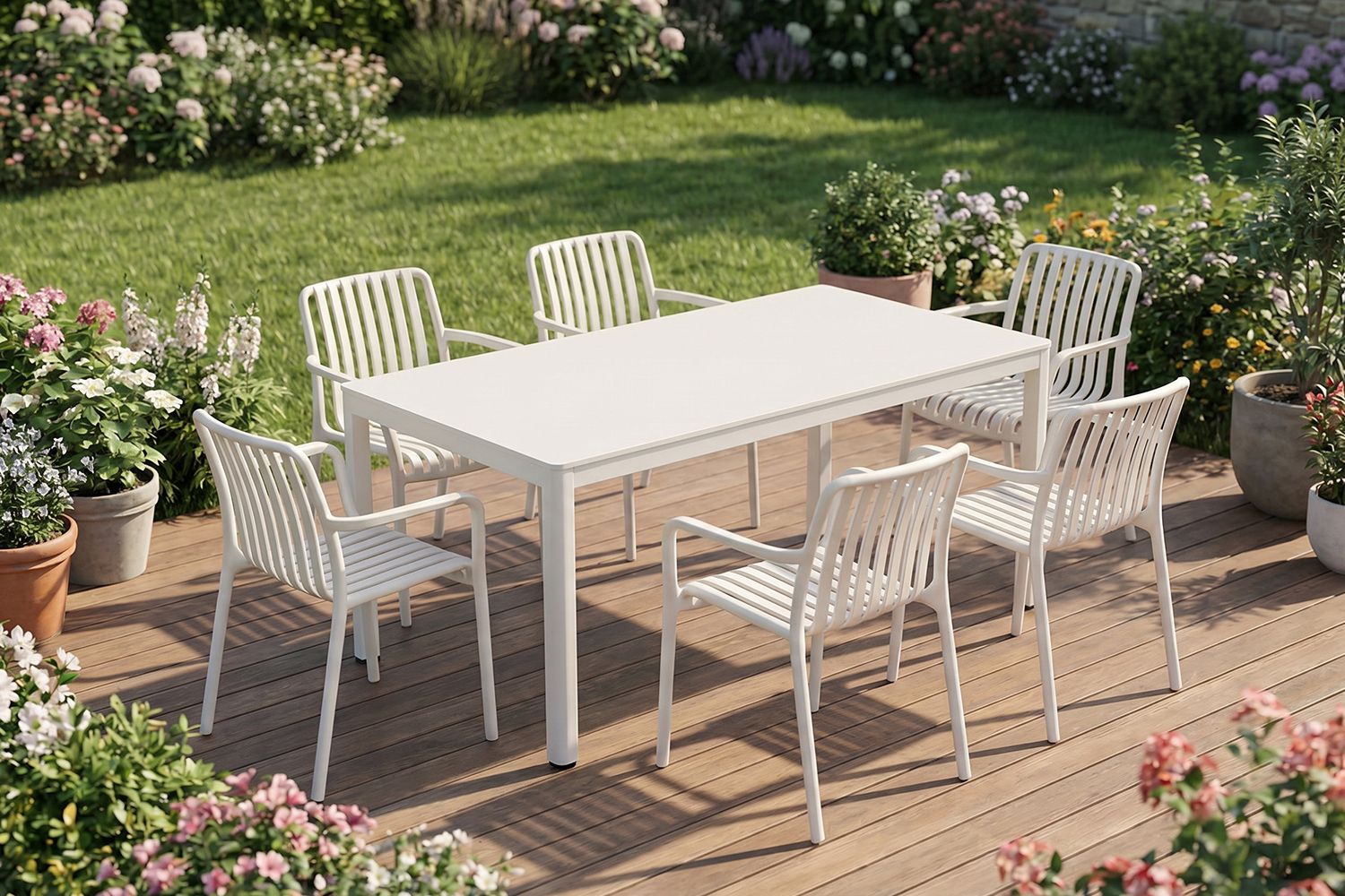 KAWOLA Gartenmöbel Set MIAVA 7-tlg. cremefarben