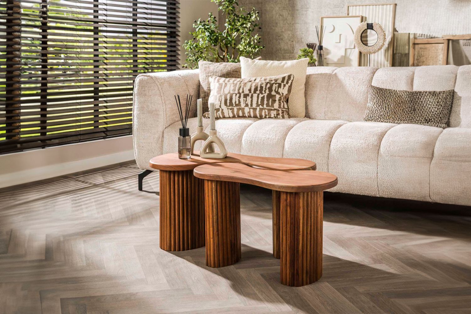 KAWOLA Couchtisch MALIKA Set 2-tlg. Akazie braun