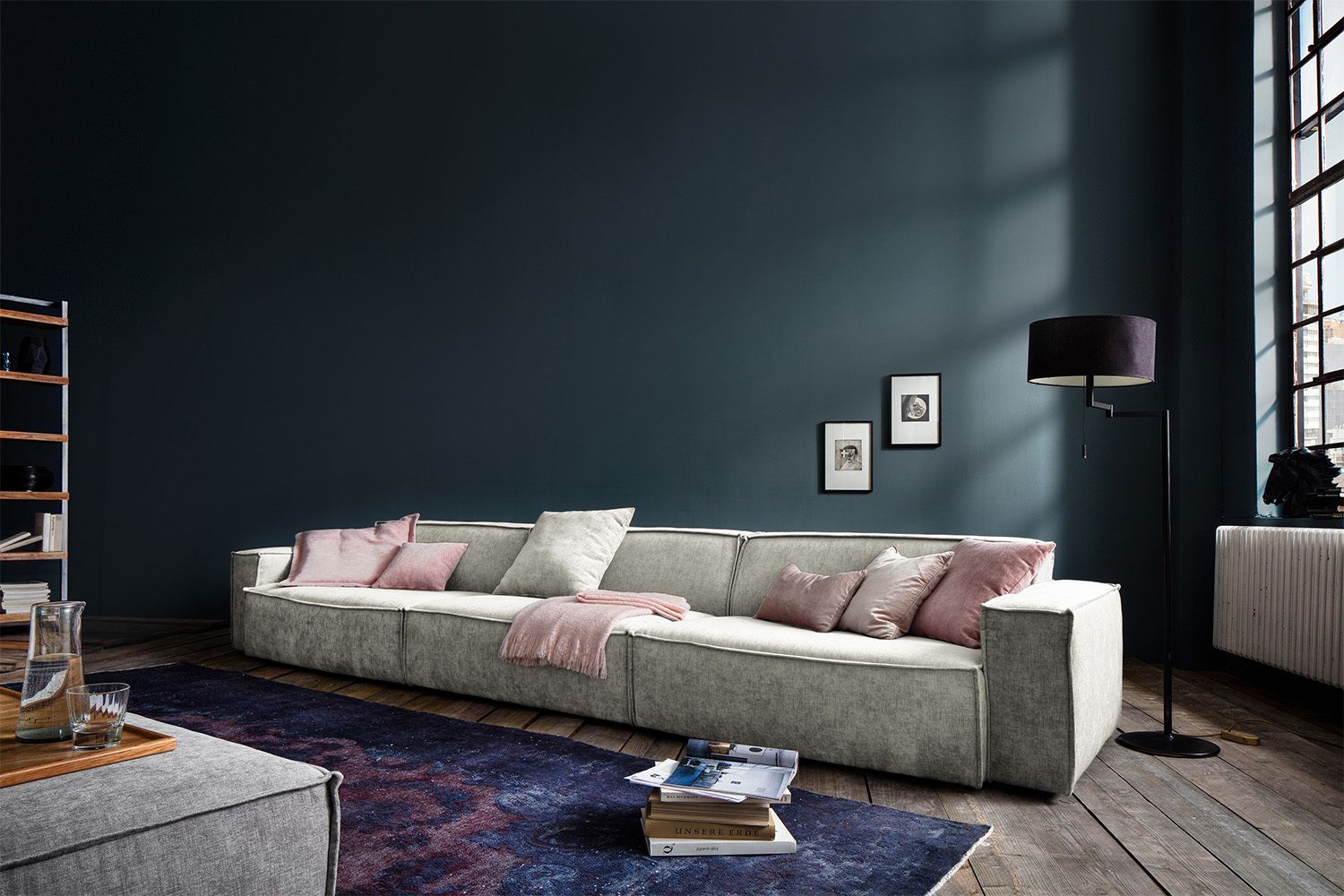 KAWOLA Sofa SAMU Riesensofa Stoff beige