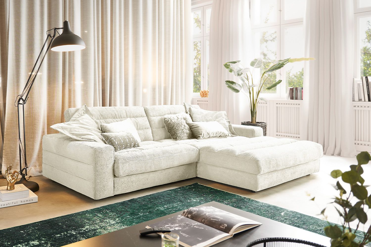 KAWOLA Sofa LANA Ecksofa Cord cremeweiß