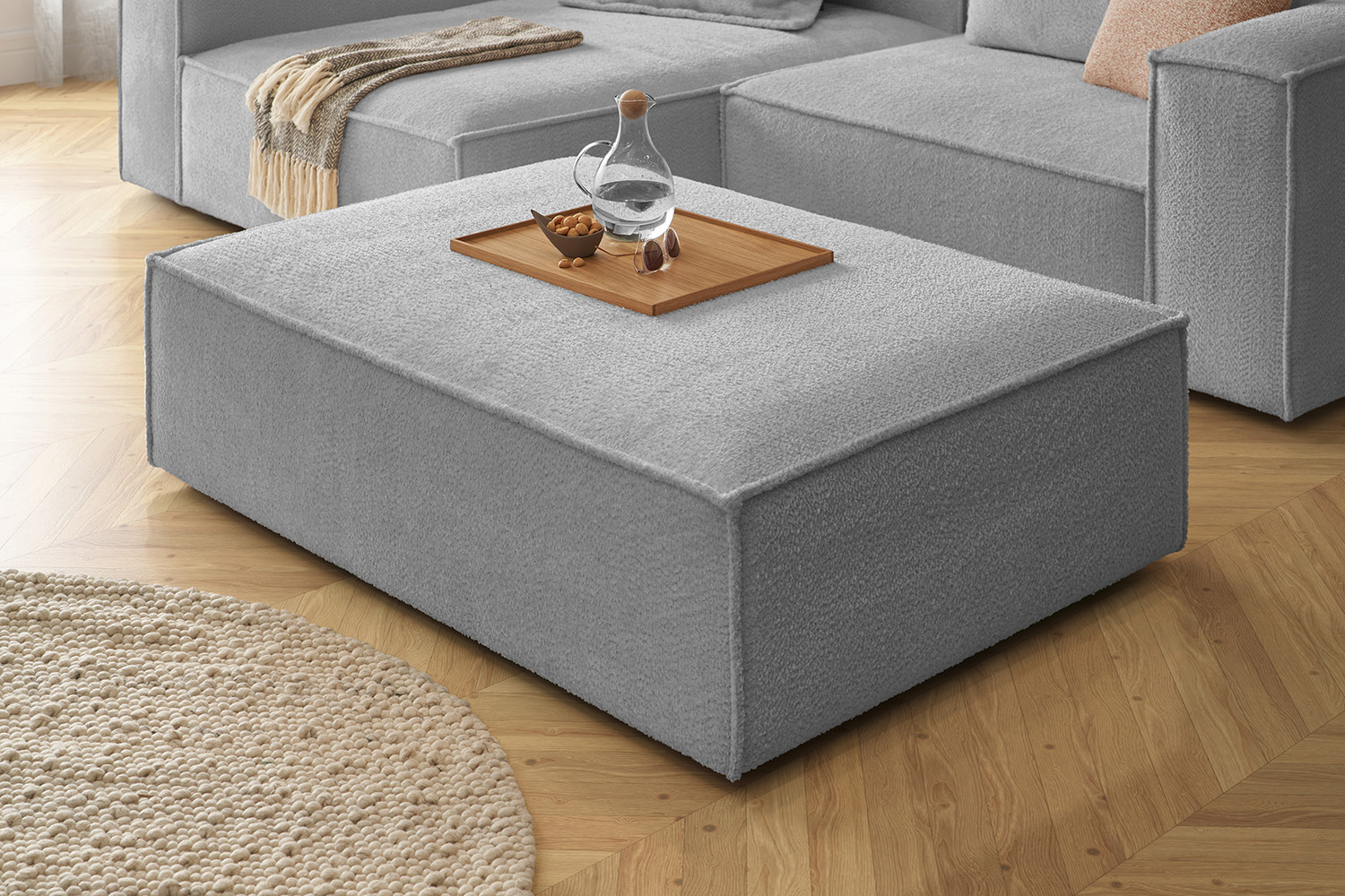 KAWOLA Polsterhocker CARMO Hockerbank Stoff grau