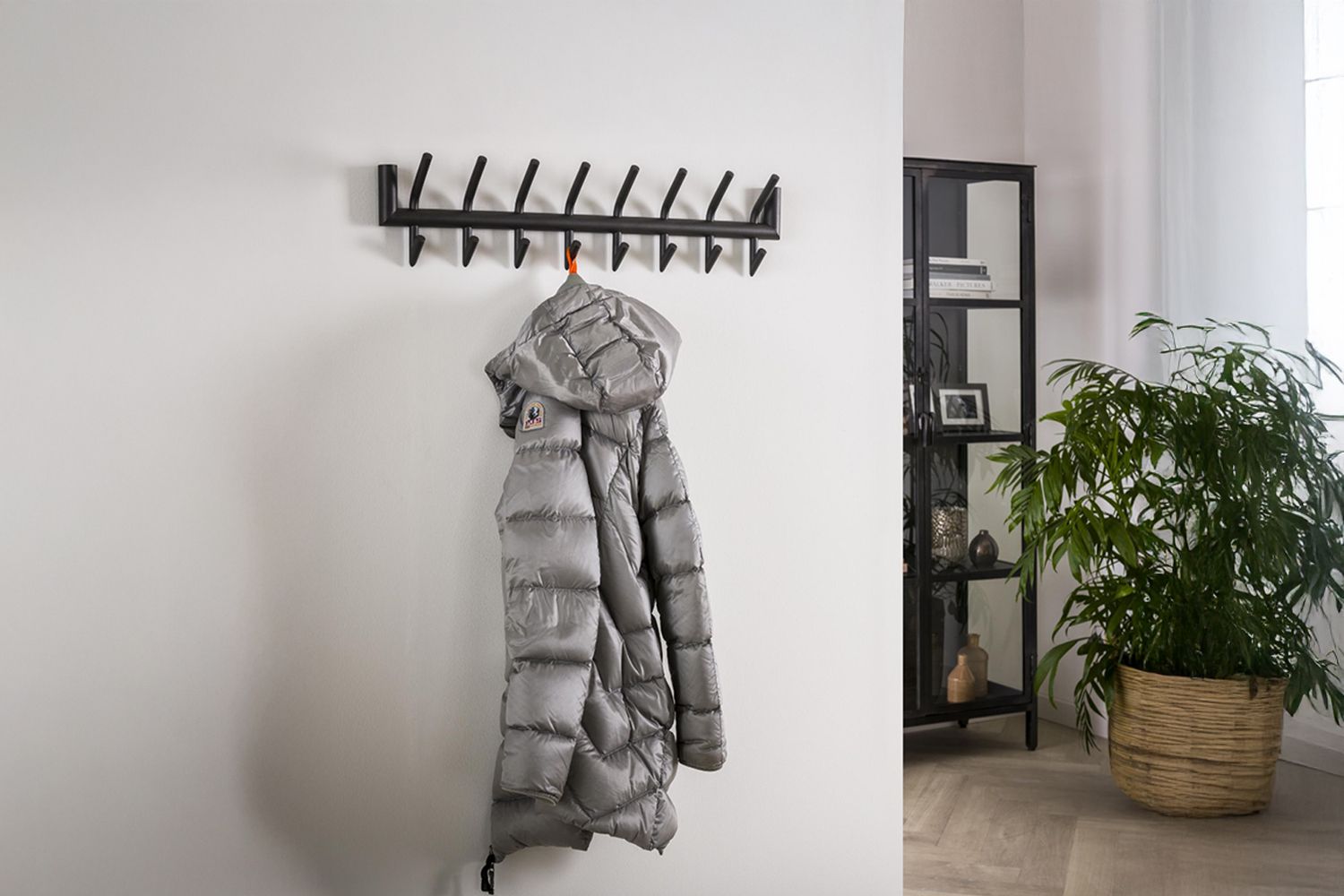 KAWOLA Garderobe FABIA Metall 8 Haken dunkelgrau