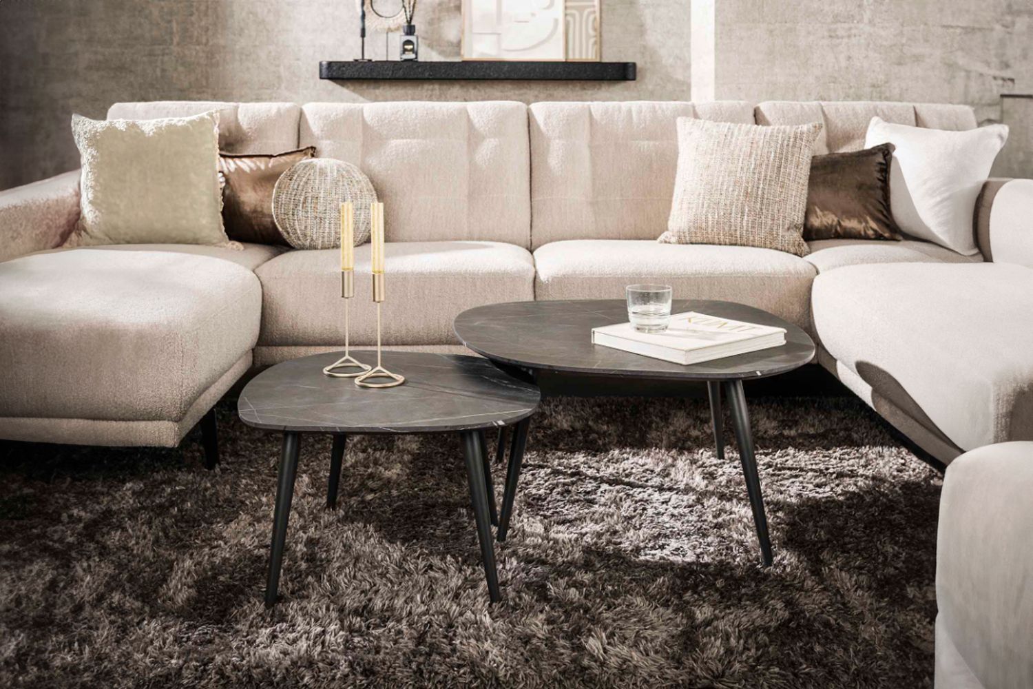 KAWOLA Couchtisch PARANA Set 2-tlg. Holz schwarz oval