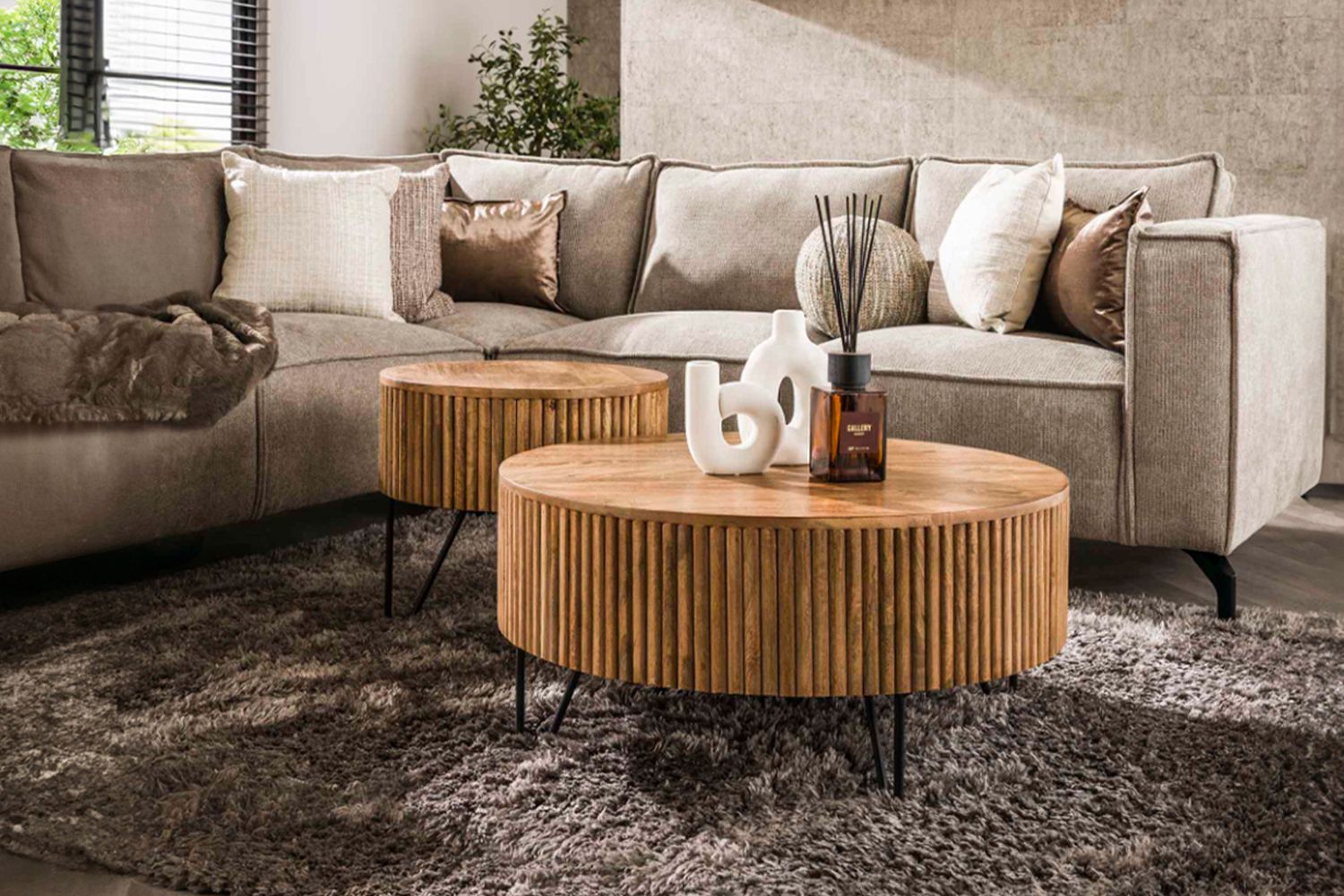 KAWOLA Couchtisch LORENA Set 2-tlg. Mangoholz braun