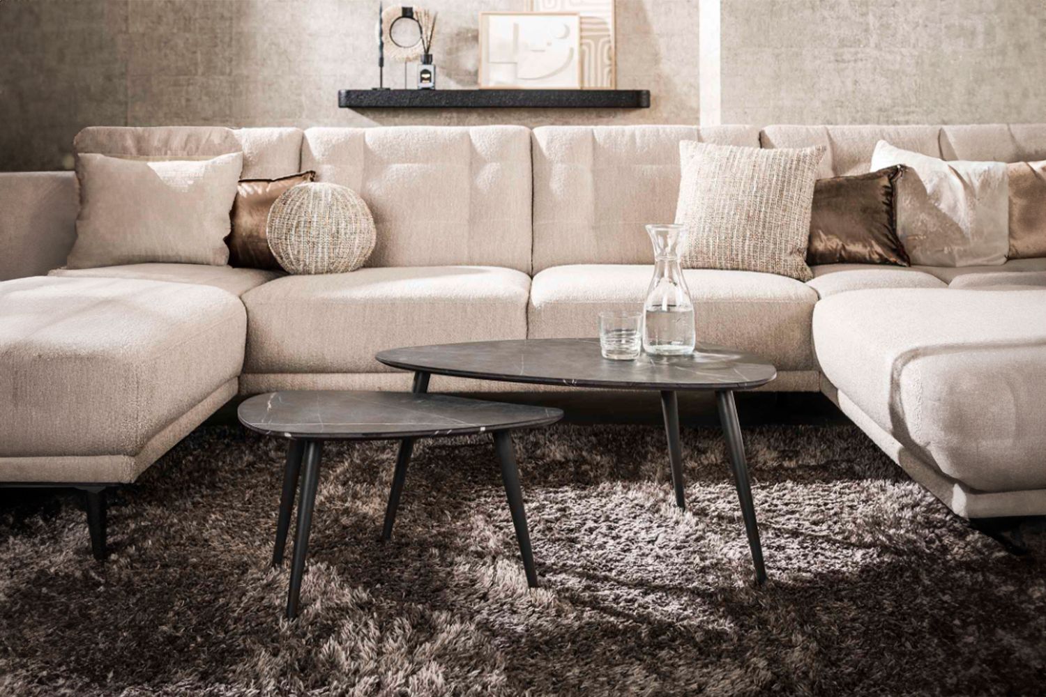 KAWOLA Couchtisch PARANA Set 2-tlg. Holz schwarz dreieckig