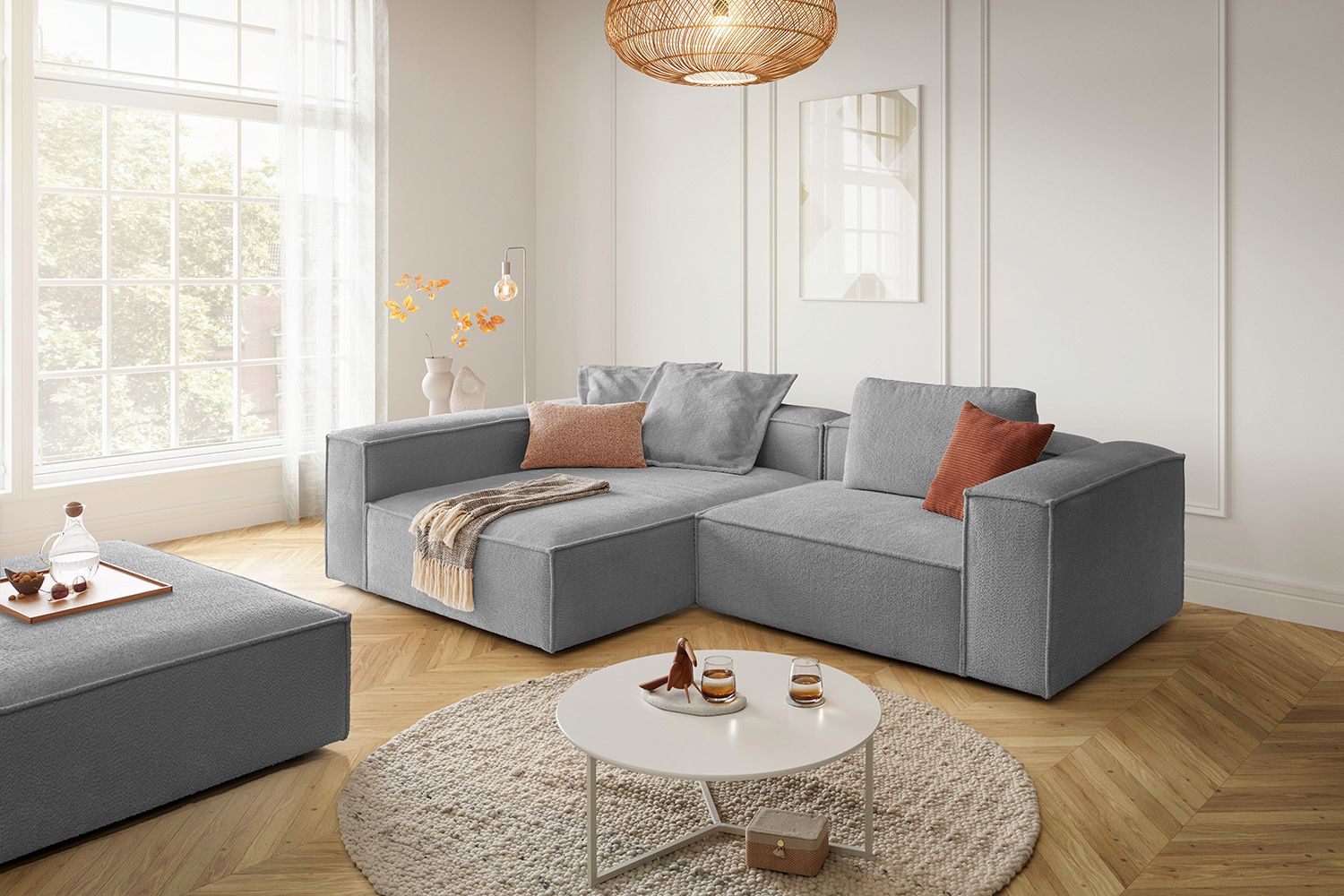 KAWOLA Sofa CARMO Ecksofa Stoff grau