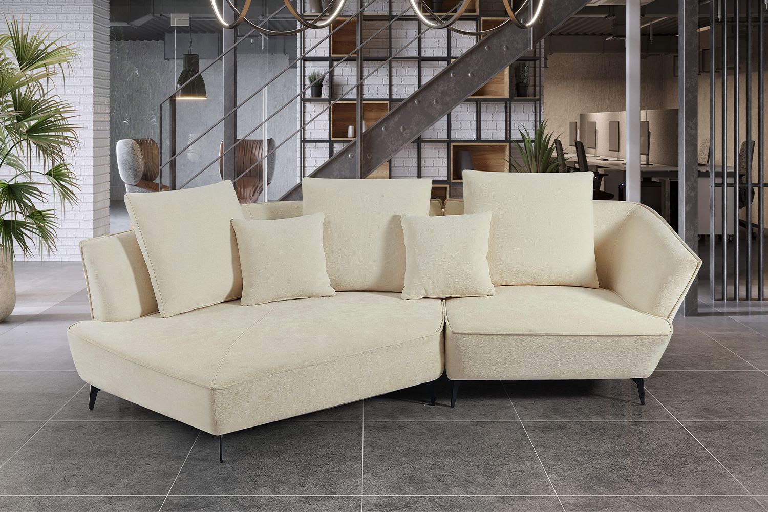 KAWOLA Sofa GARBO Designsofa Stoff cremeweiß