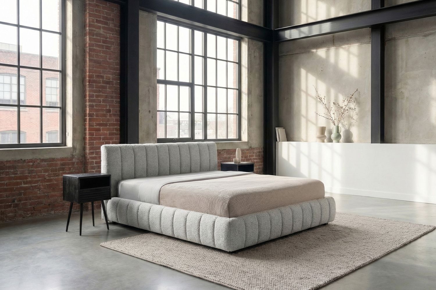 KAWOLA Bett ALIOTTA Polsterbett Stoff grau