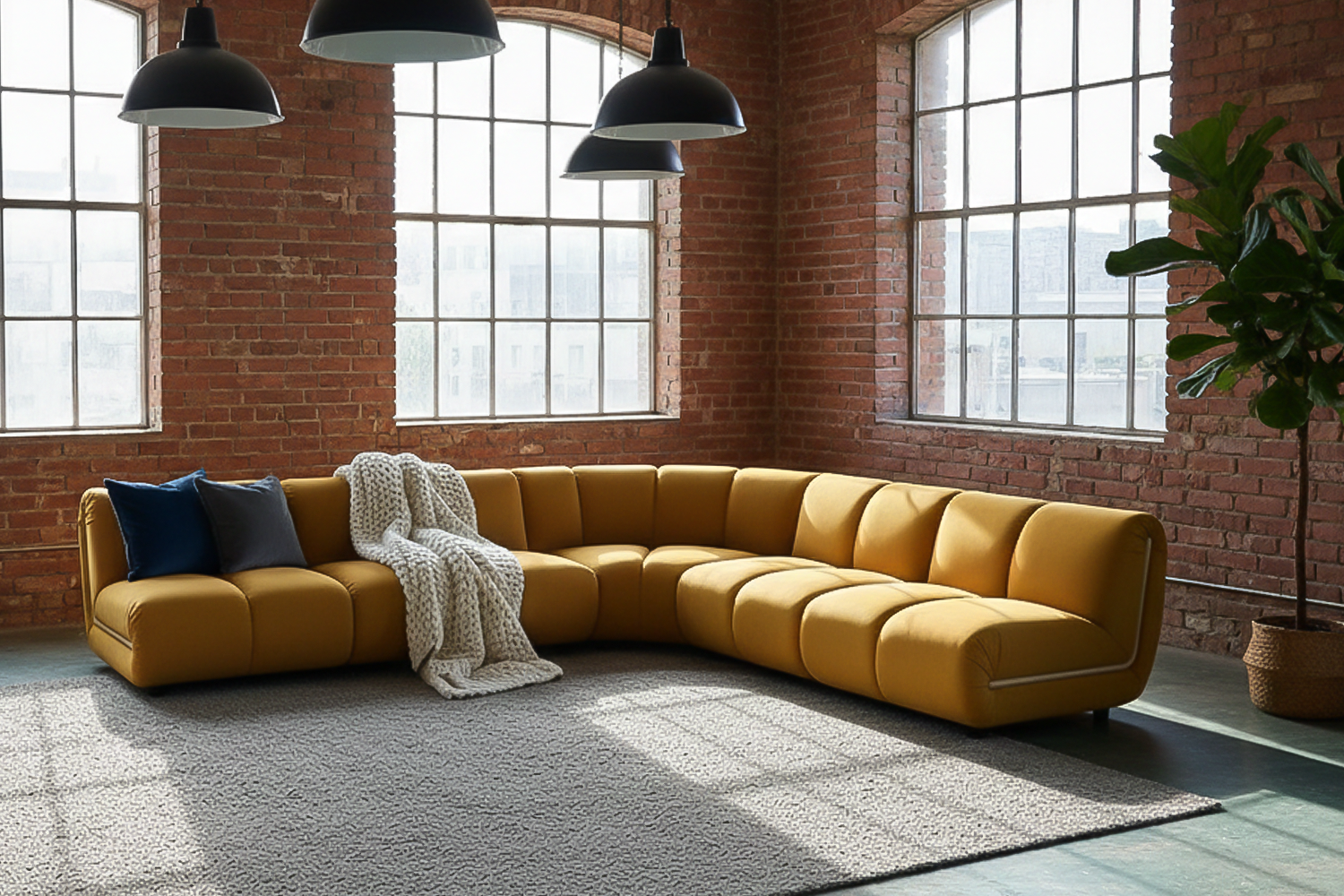 KAWOLA Modulsofa LAYLA Ecksofa 5 Module Velvet gelb