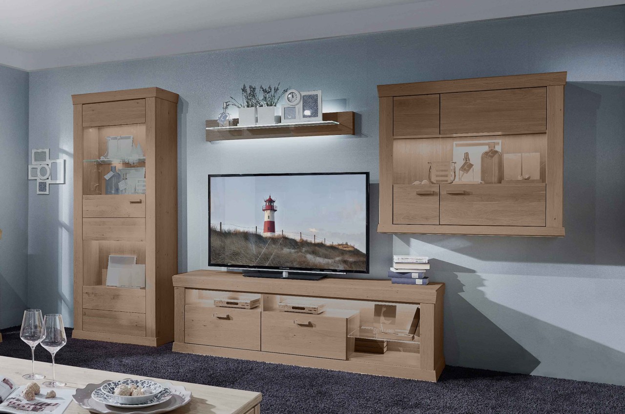 Sylt Wohnwand Landhausstil eiche