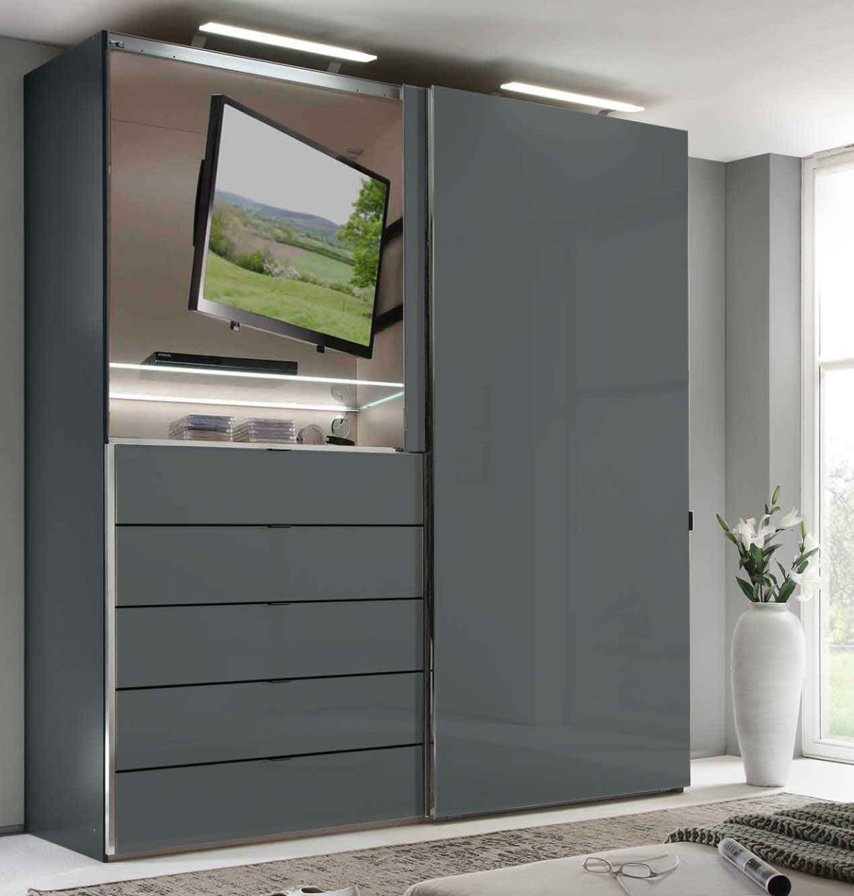 Media Multi Kleiderschrank mit TV Fach B 200 cm