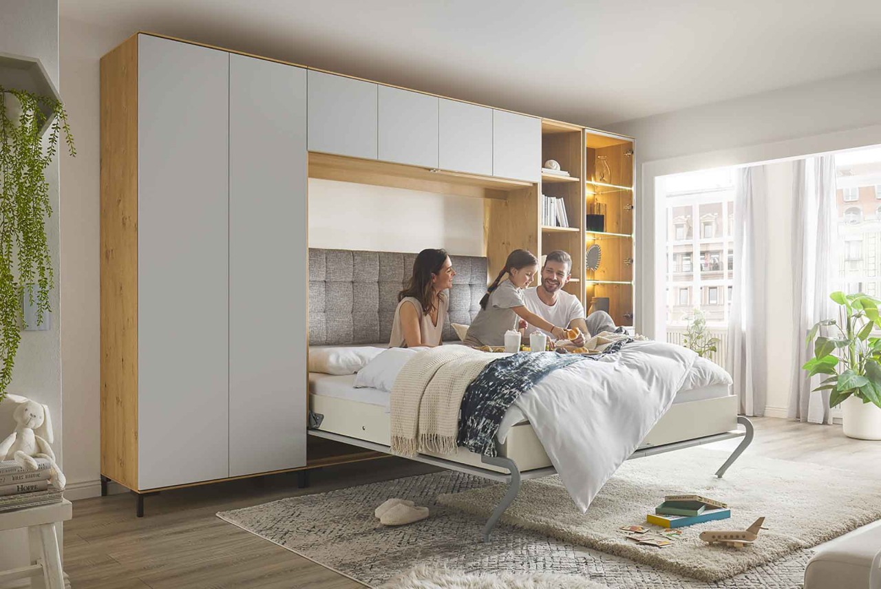 Smart & Clever Schrankwand mit Bett