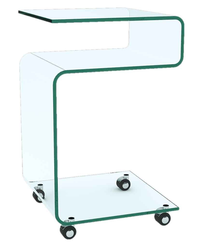 Lili Glas Beistelltisch mit Rollen