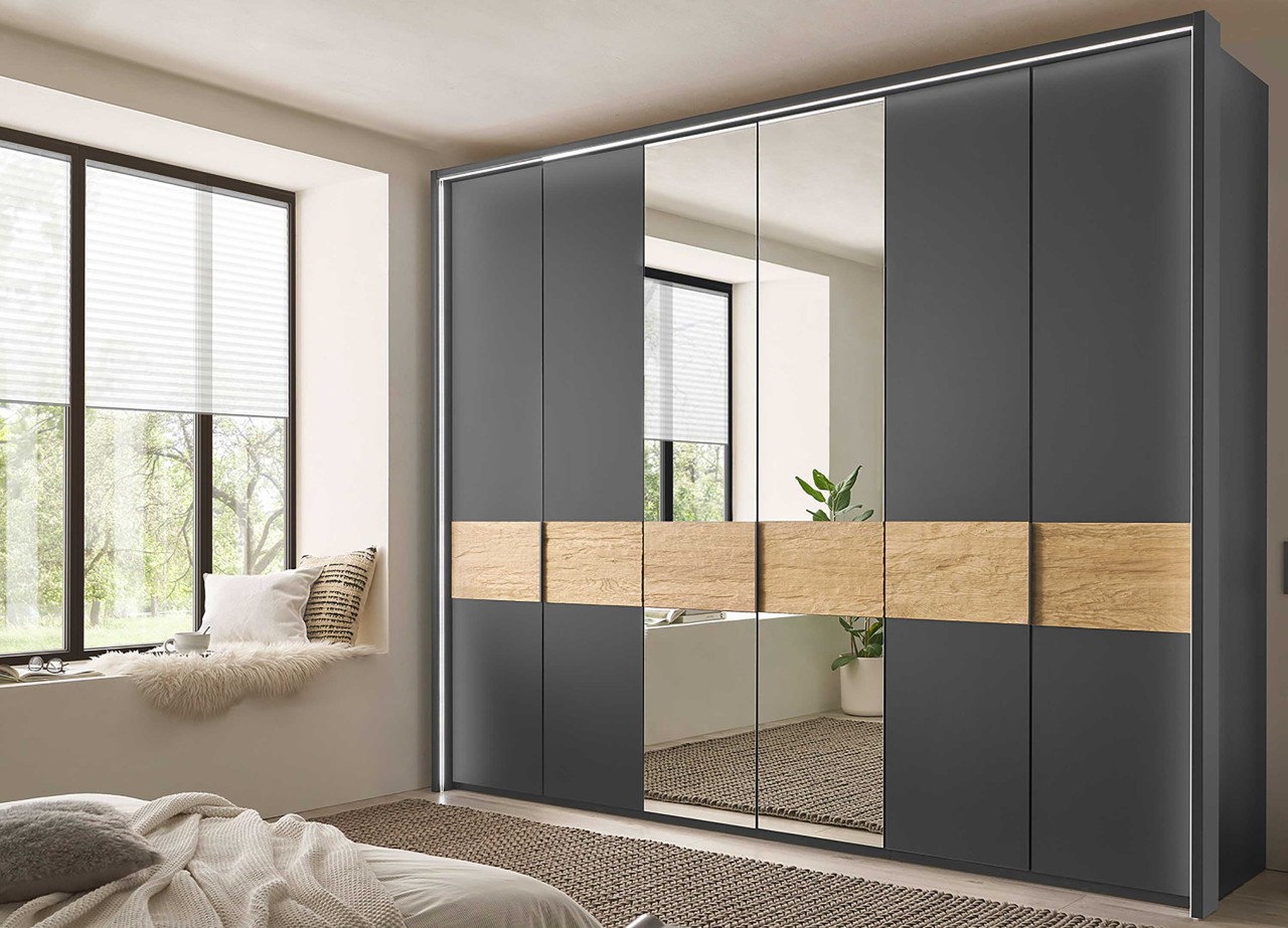 Acapulco Kleiderschrank grau mit Spiegel