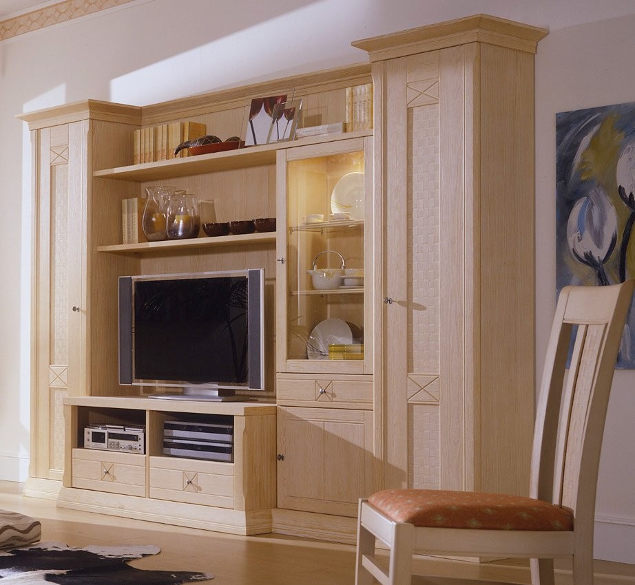 Vienna Landhaus Wohnwand Pinie massiv in 4 Farben