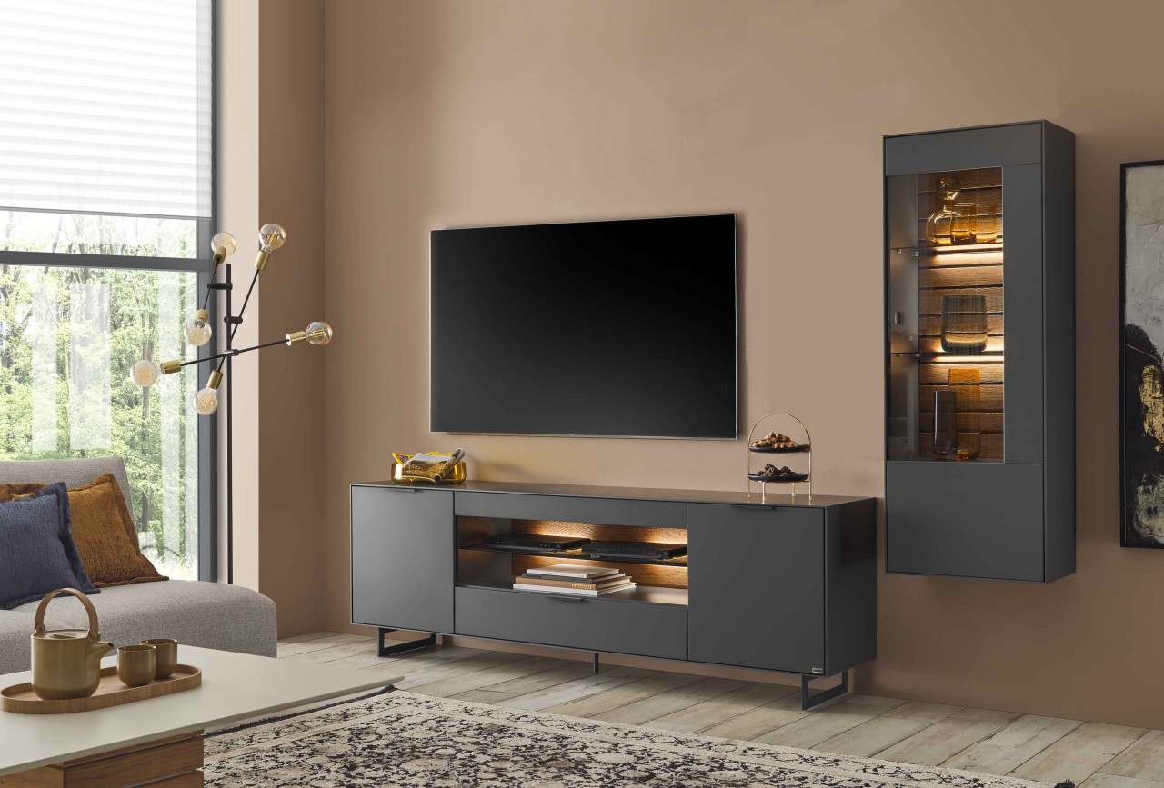 Caspara Wohnwand grau