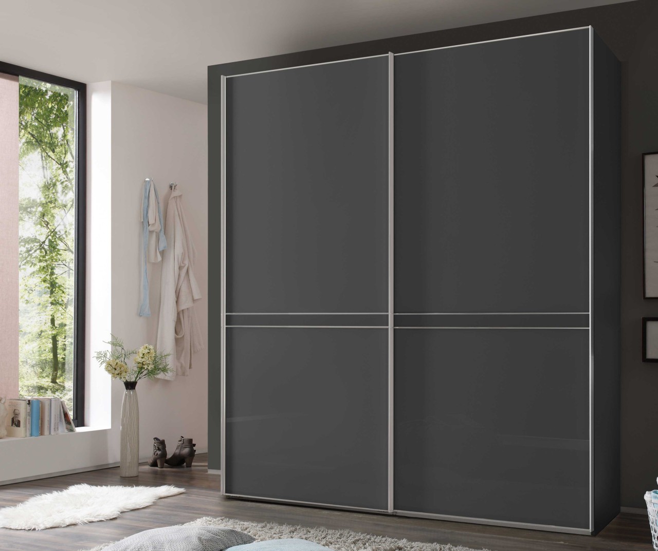 Sonate Pesaro Kleiderschrank mit Glastüren B167 cm