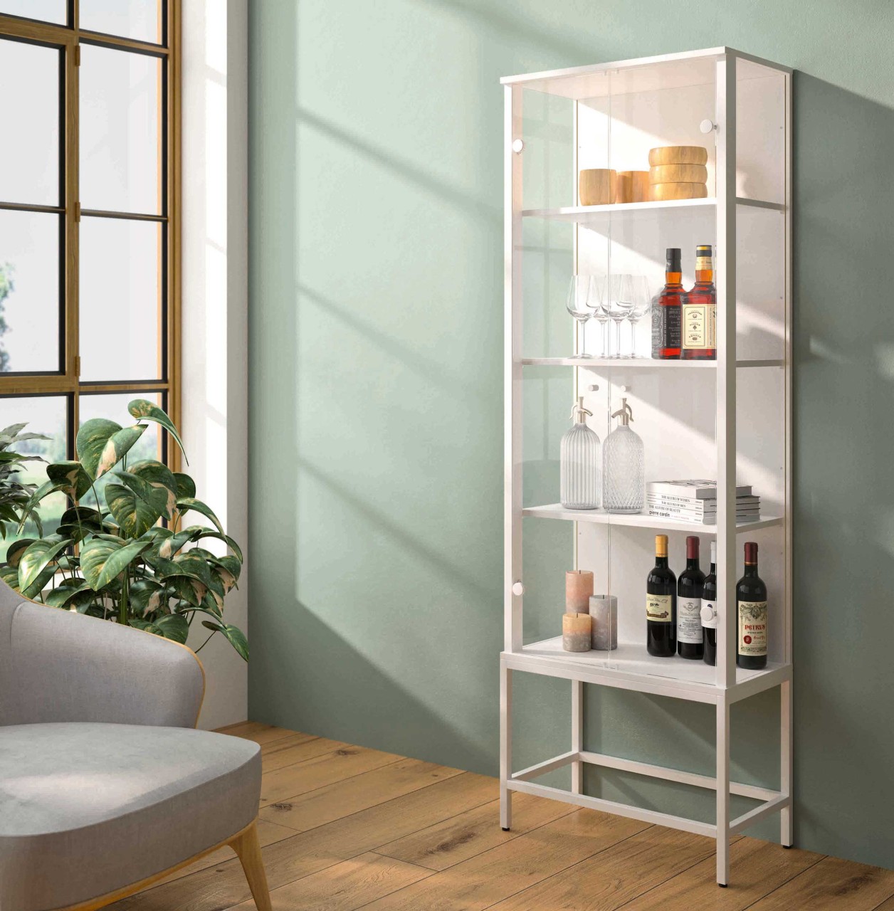 Step Glasvitrine mit Beleuchtung