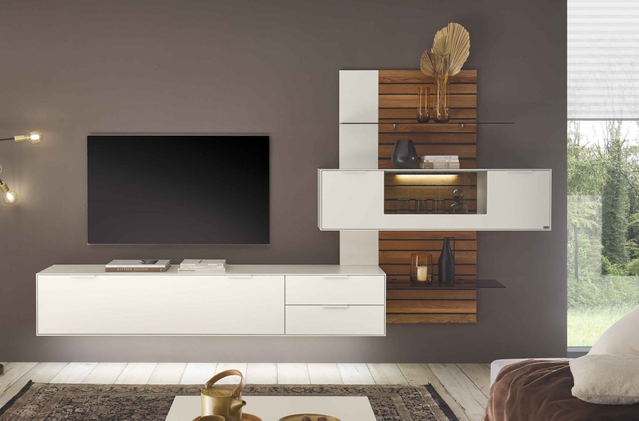 Caspara Wohnwand weiß eiche