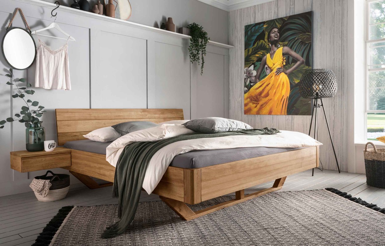 Bett eiche massiv 180x200