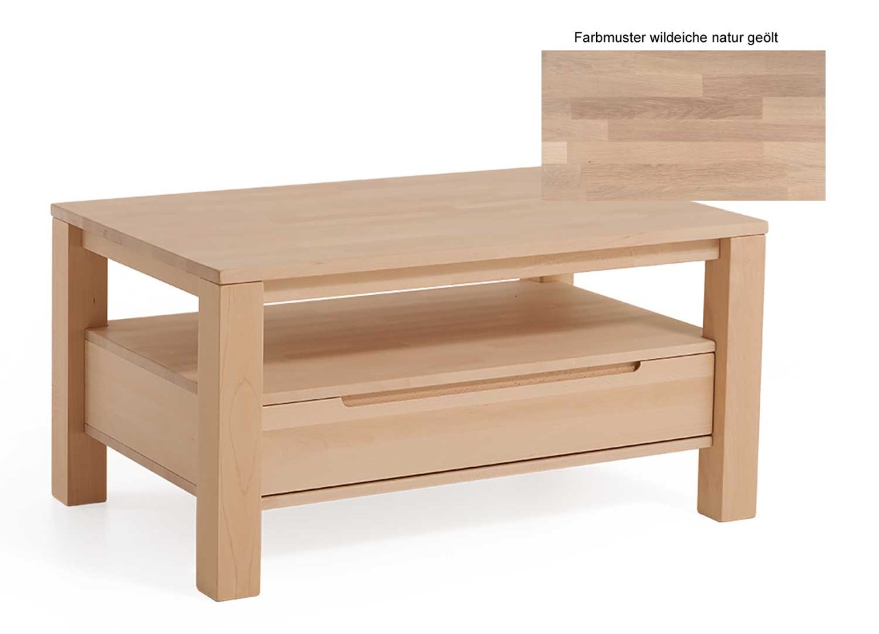 Couchtisch wildeiche massiv mit Schublade