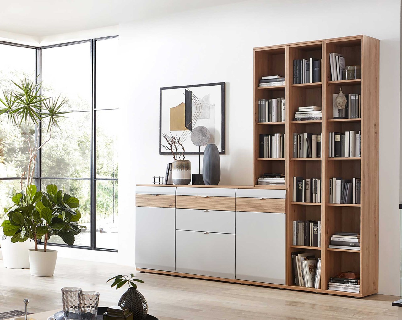 Stralsunder Mira Sideboard mit Regalaufsatz alteiche buche individuell