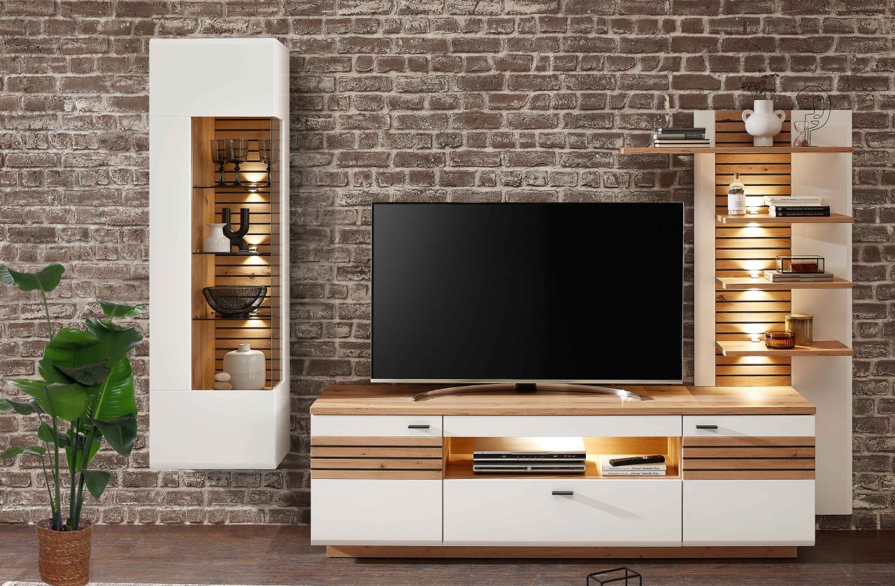 Fresno Wohnwand weiß eiche