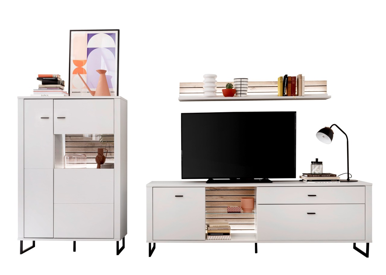 Louisiana Wohnwand matt weiß