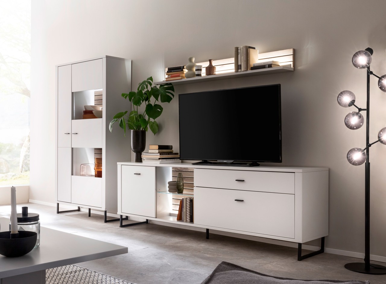 Louisiana Wohnwand weiß matt