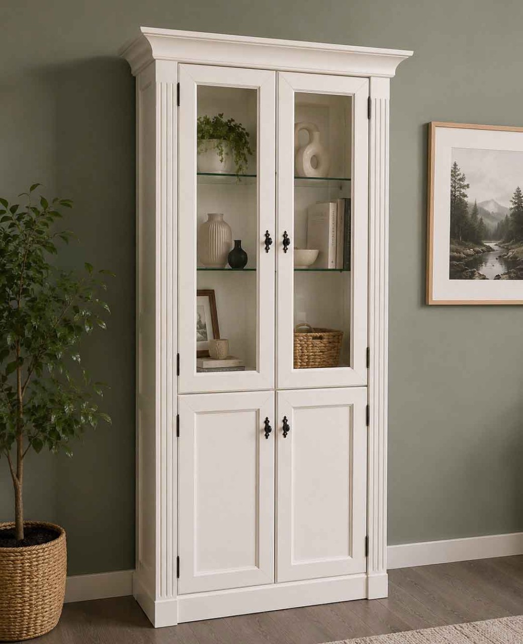 Vitrinenschrank vintage weiss