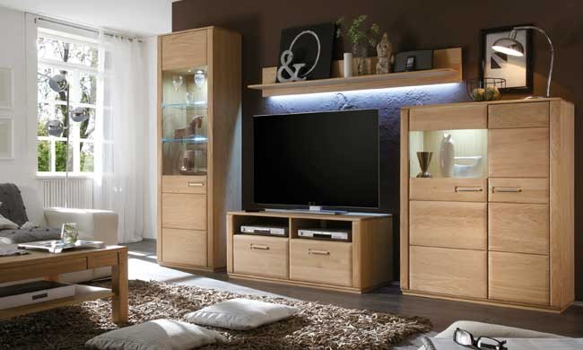 Sena Wohnwand Holz teilmassiv