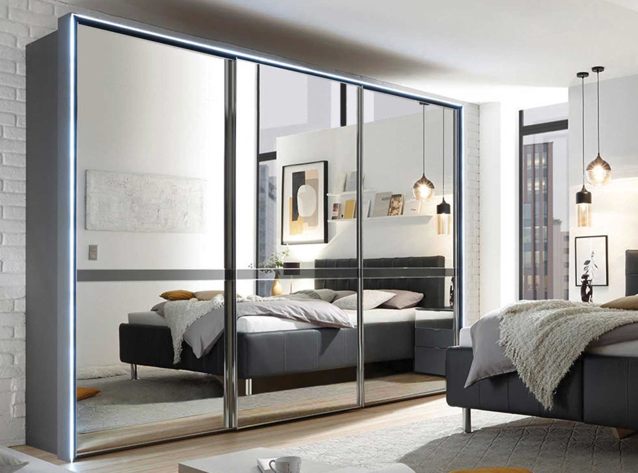 Sonate Pesaro Kleiderschrank Glastüren B400 cm